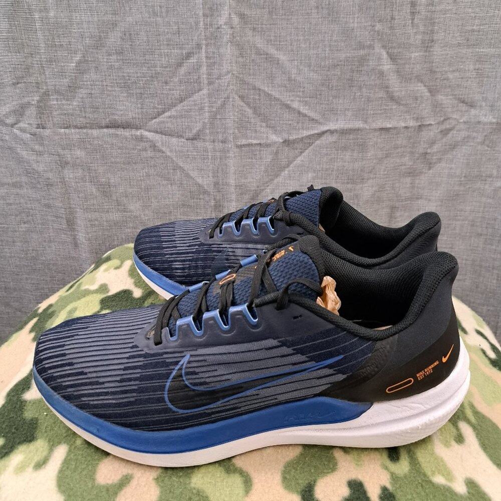 %Nike Air Winflo 9 Obsidian/DK Marina Blue-Black DD6203-400 Men's Size 13 / A 37